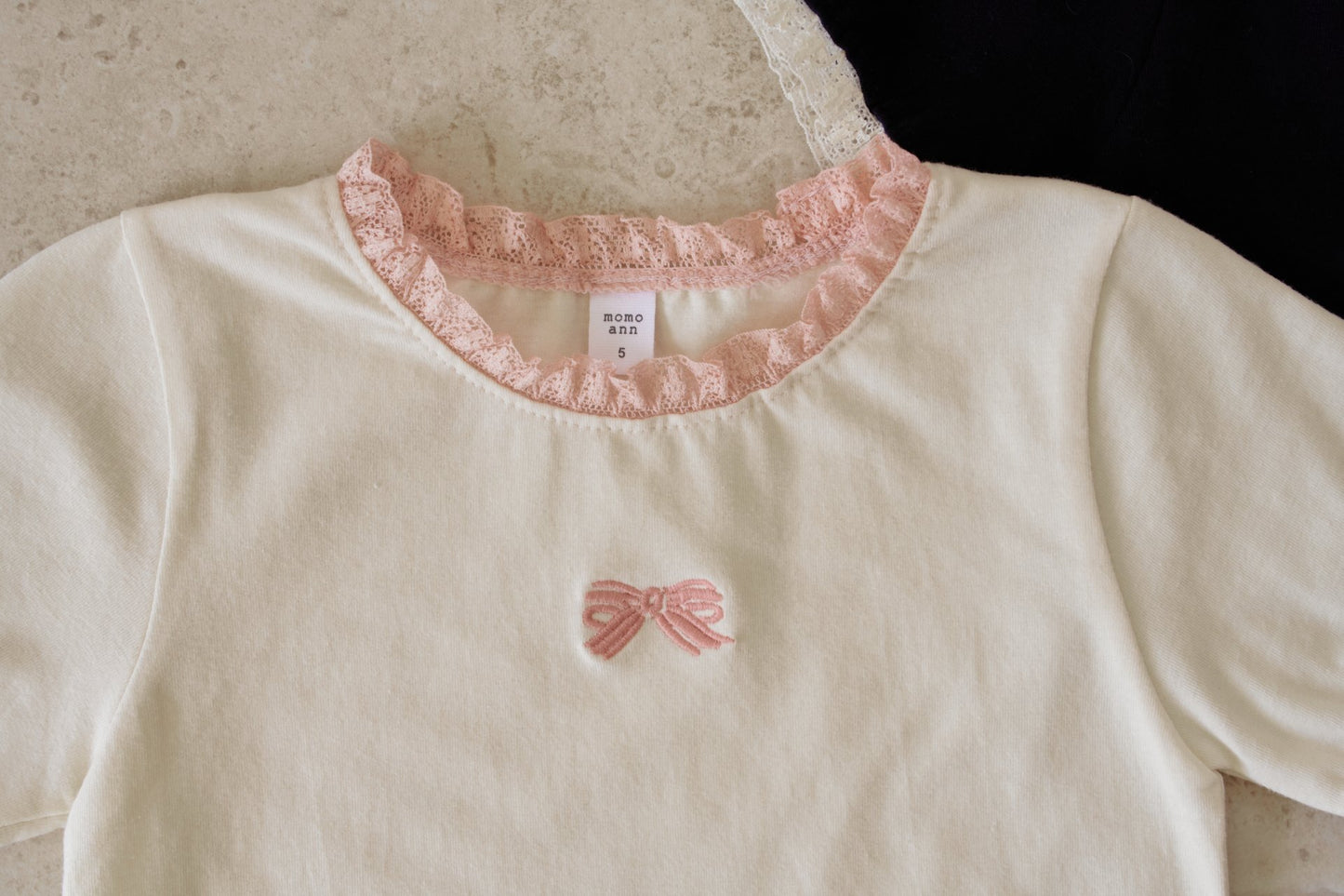 韓國童裝 26夏| MN12 Ribbon Lace Tee 蝴蝶結蕾絲T恤 (90-130cm)