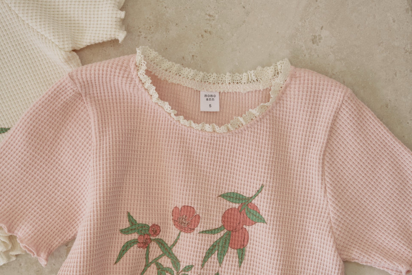韓國童裝 26夏| MN03 Peach Waffle Tee 蜜桃華夫格T恤 (90-130cm)
