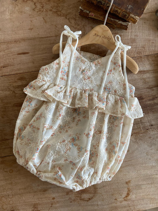韓國童裝 26夏| AN03 Blanc Floral Ruffle Baby Suit 親子裝