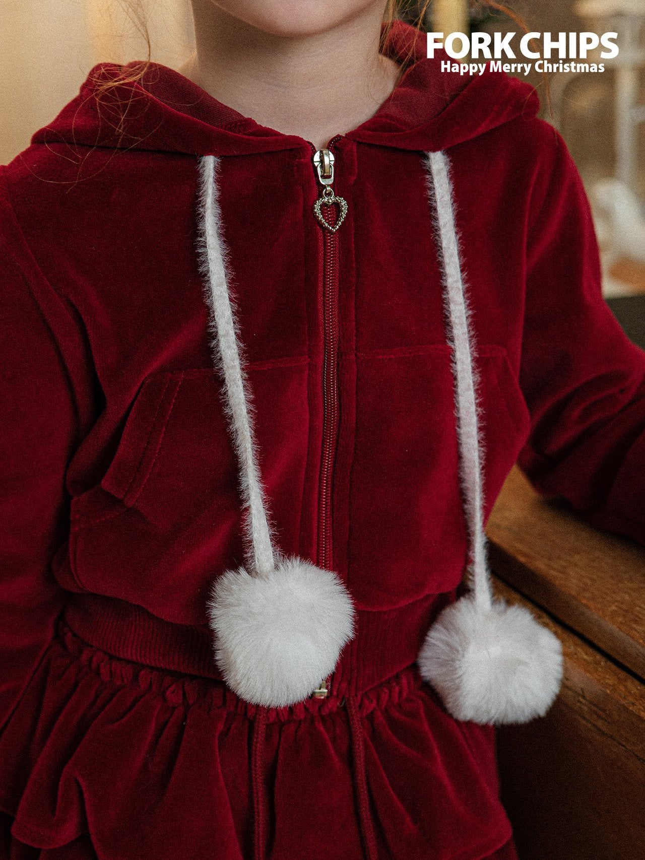 聖誕系列 Christmas | Mink ball hooded zip-up
