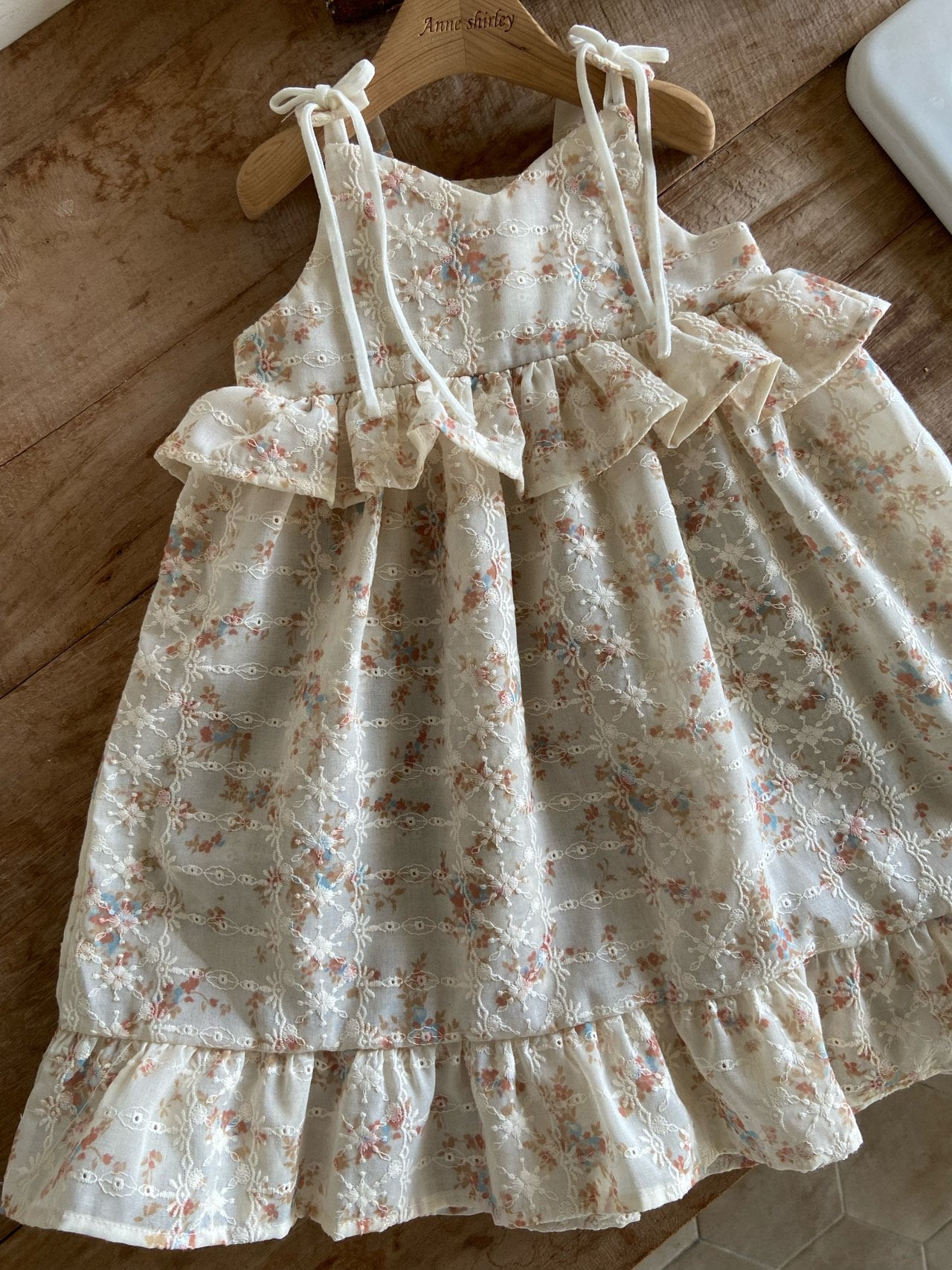 韓國童裝 26夏| AN02 Blanc Floral Ruffle Dress 親子裝