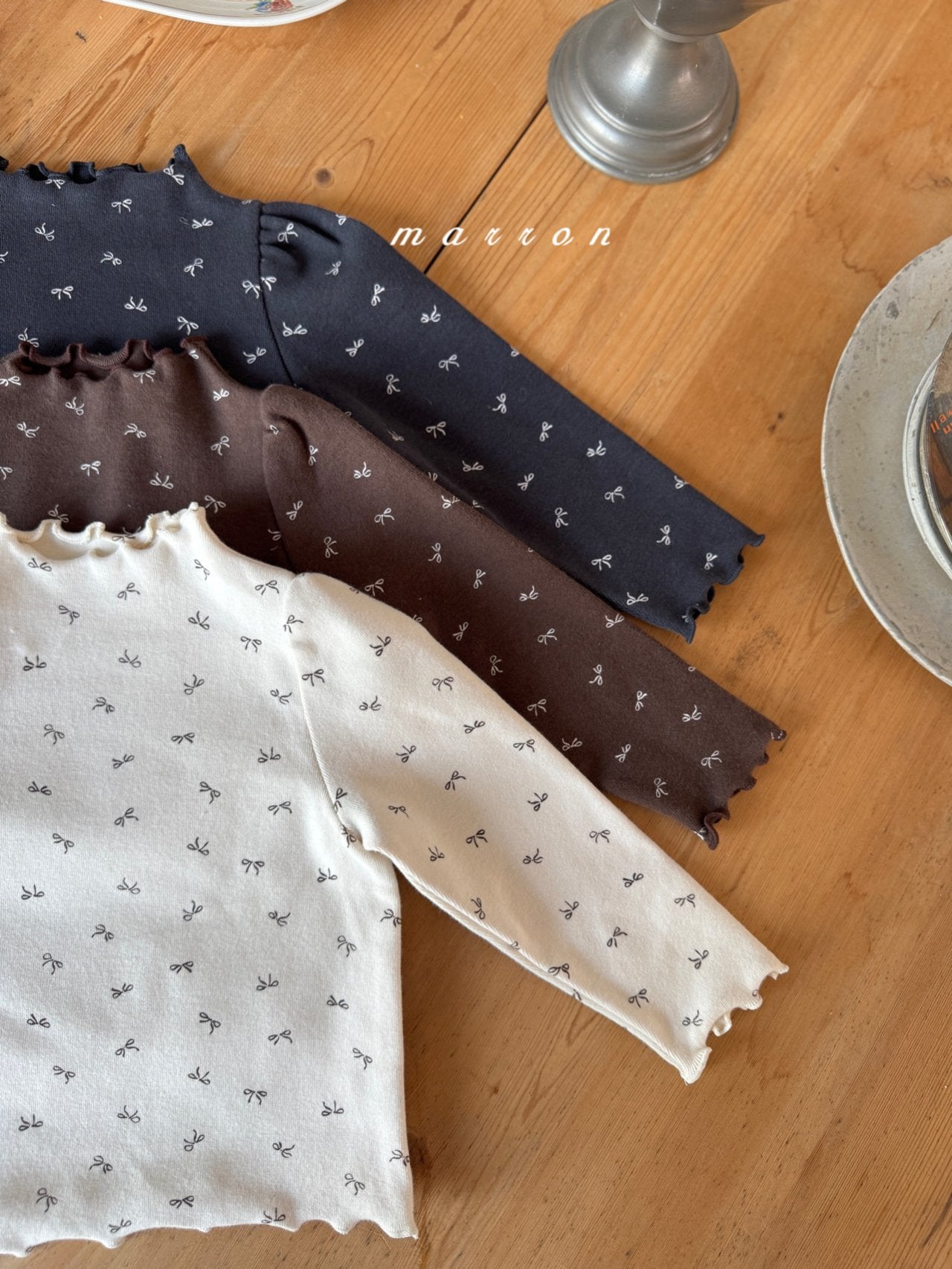 韓國童裝 25秋冬 | MA25430 RIBBON BASIC TEE (BABY & KIDS)