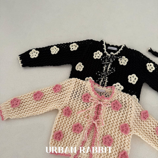 韓國童裝 25秋 | UR25301 Rose Knit Cardigan