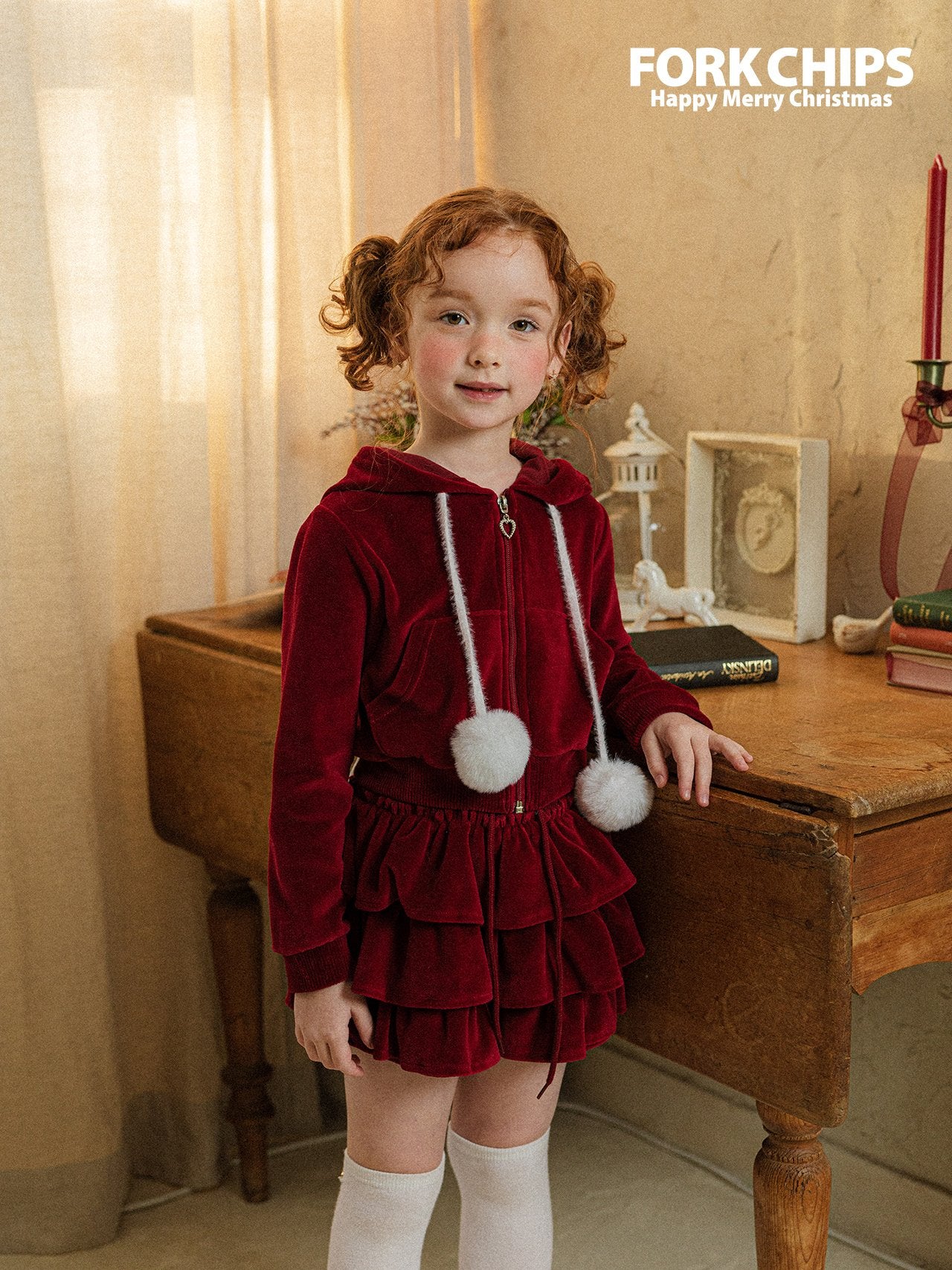 聖誕系列 Christmas | Mink ball hooded zip-up