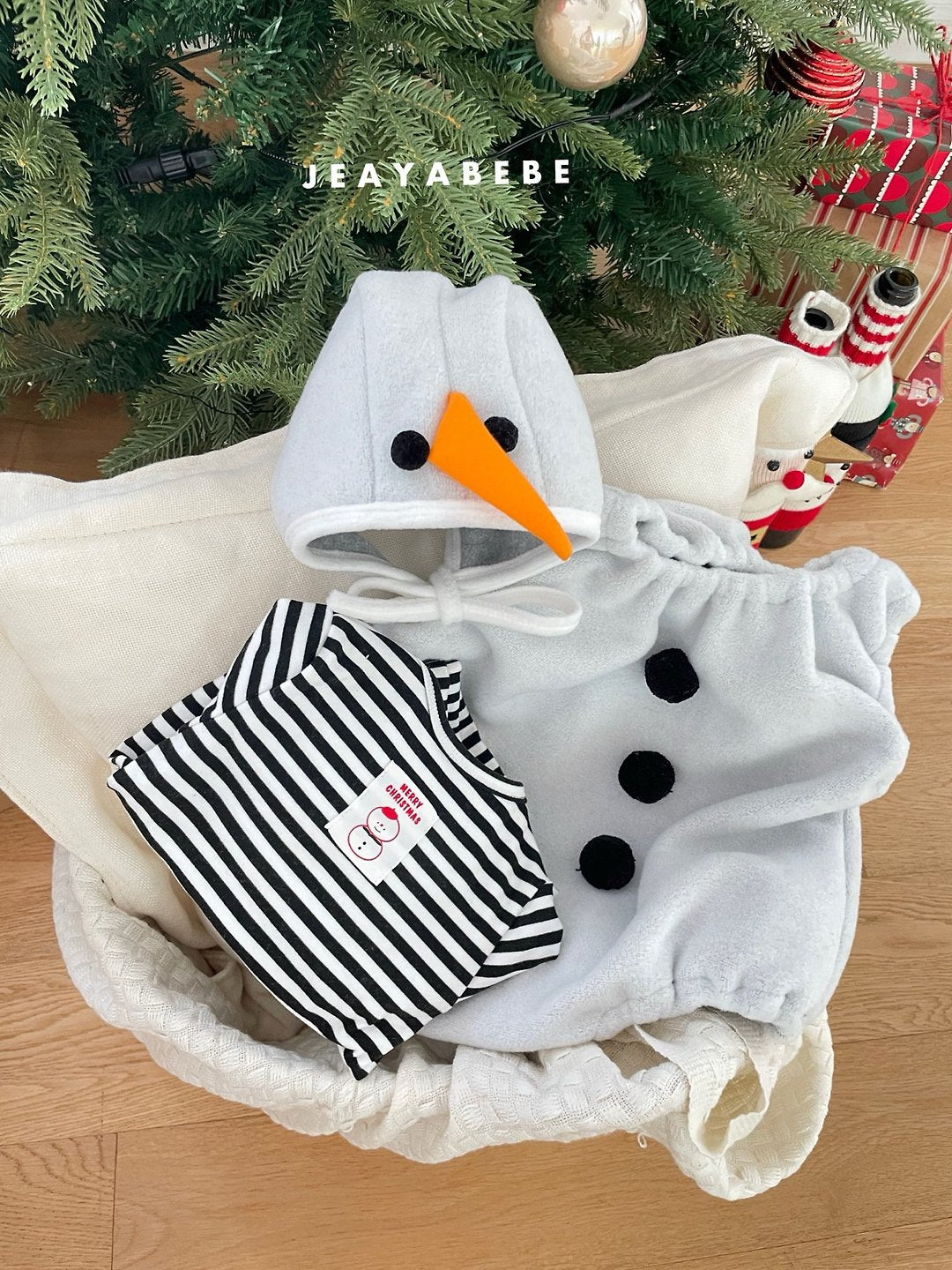 韓國童裝 25秋冬 | JE25408 Snowman 2-set (Suit+Hat)