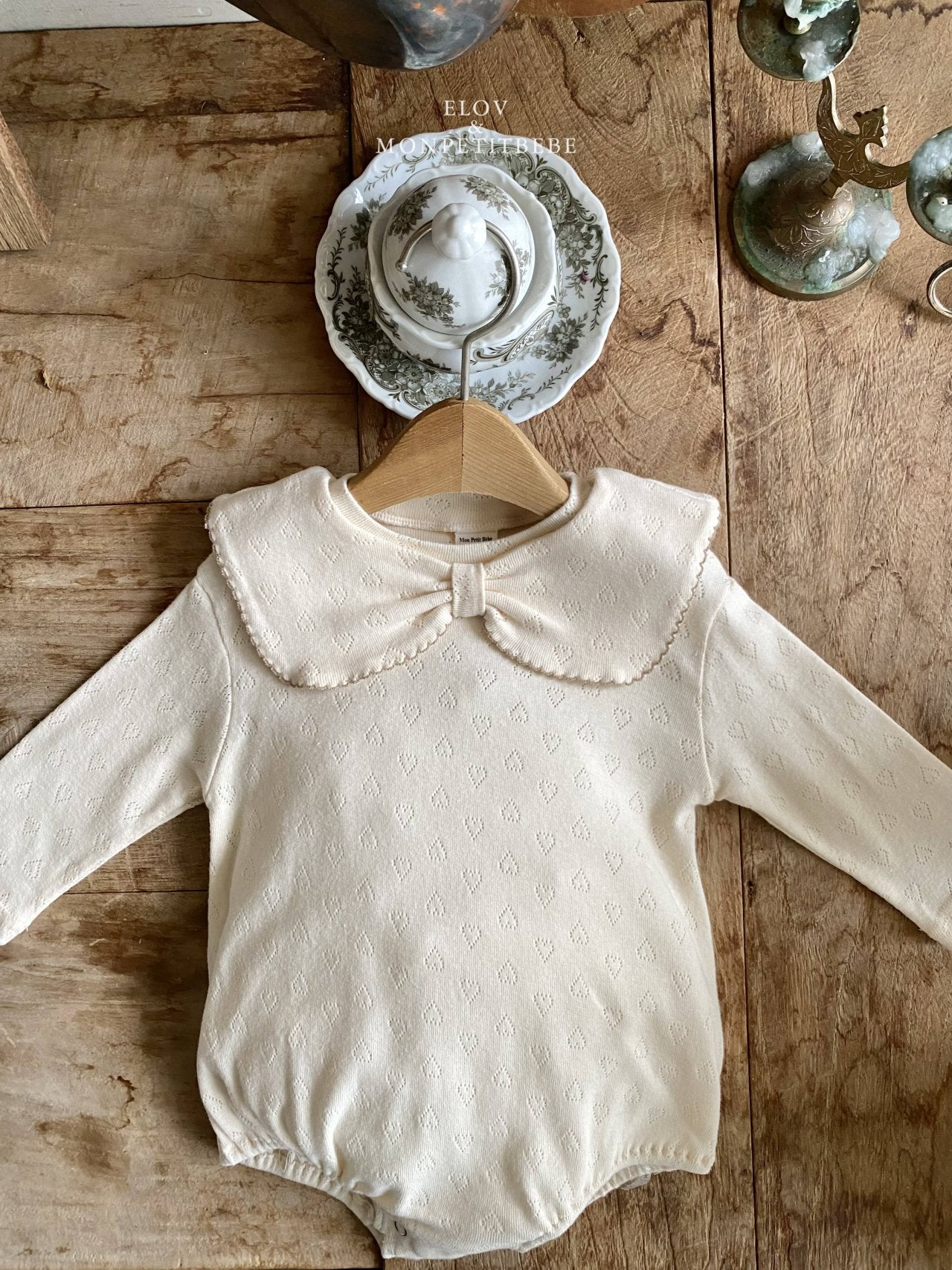 韓國童裝 25秋 | MP25303 Ribbon Collar Baby Suit