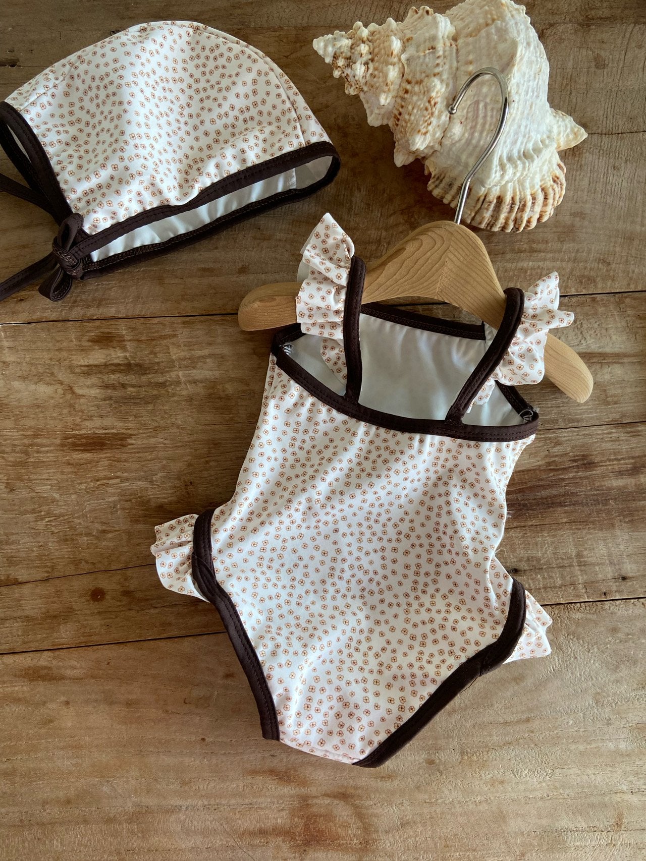 韓國童裝 26夏| AN07 Anne Swimsuit with Bonnet - Bebe