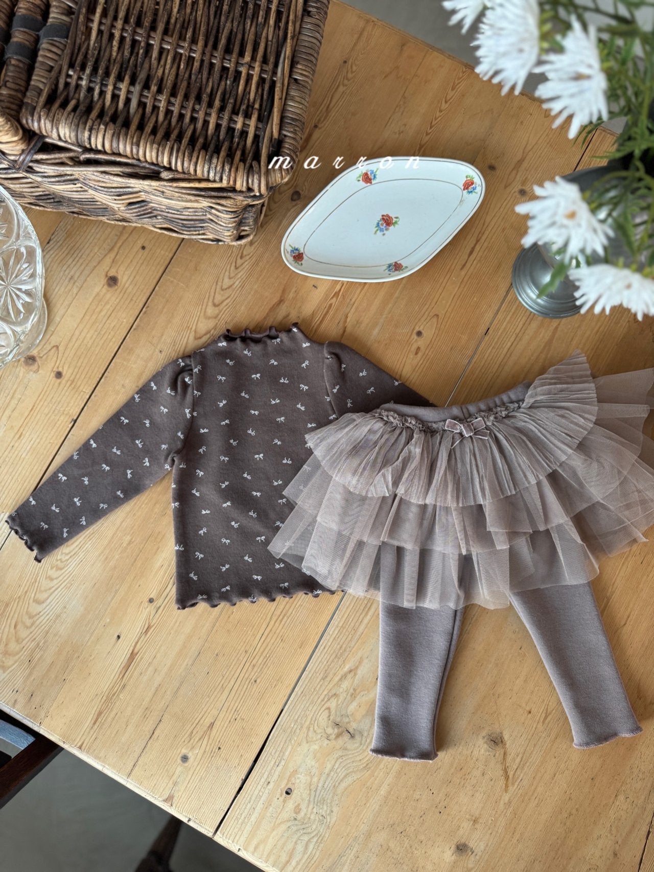 韓國童裝 25秋冬 | MA25430 RIBBON BASIC TEE (BABY & KIDS)