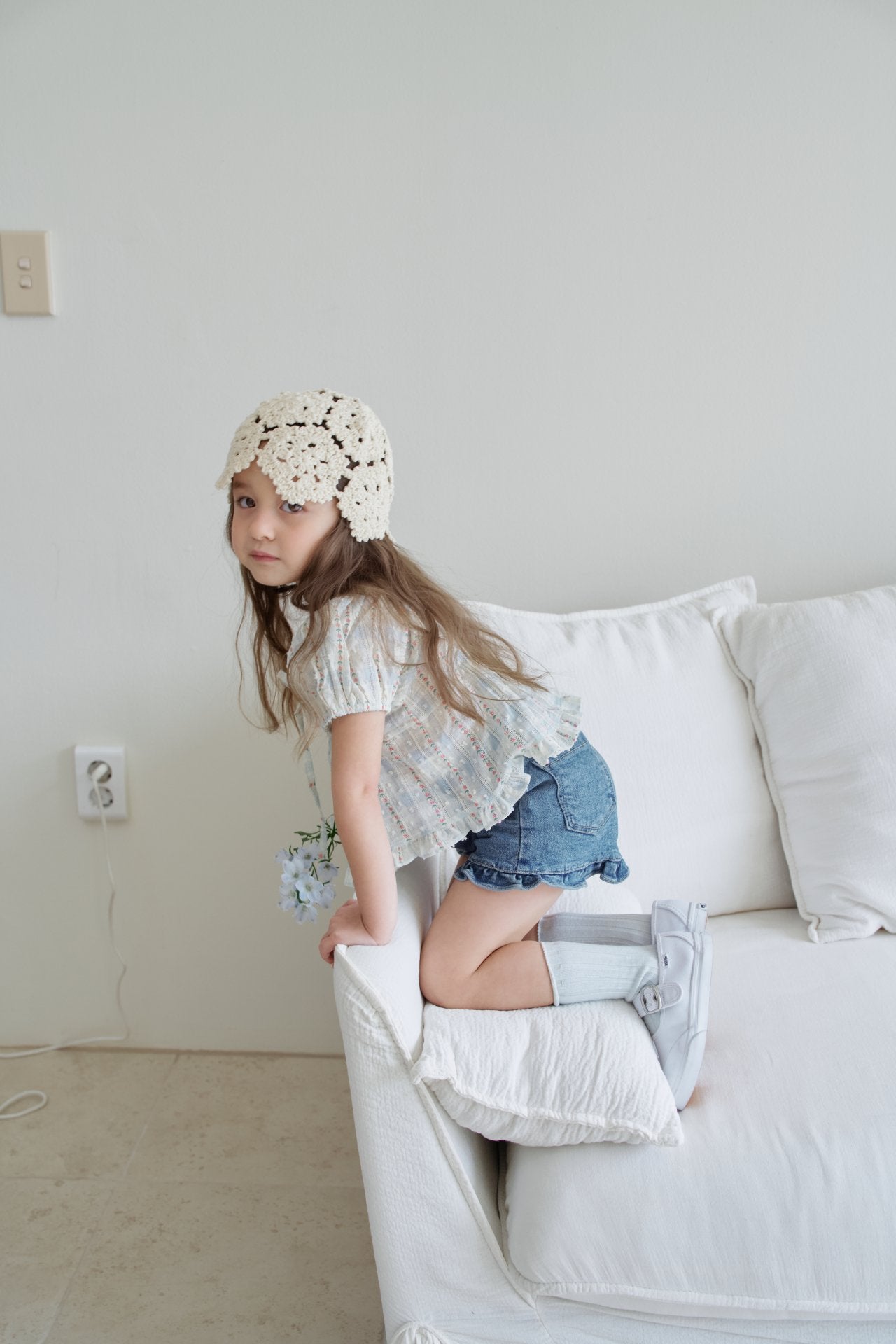 韓國童裝 26夏| MN18 Frill Denim Shorts 荷葉邊牛仔短褲 (90-140cm)