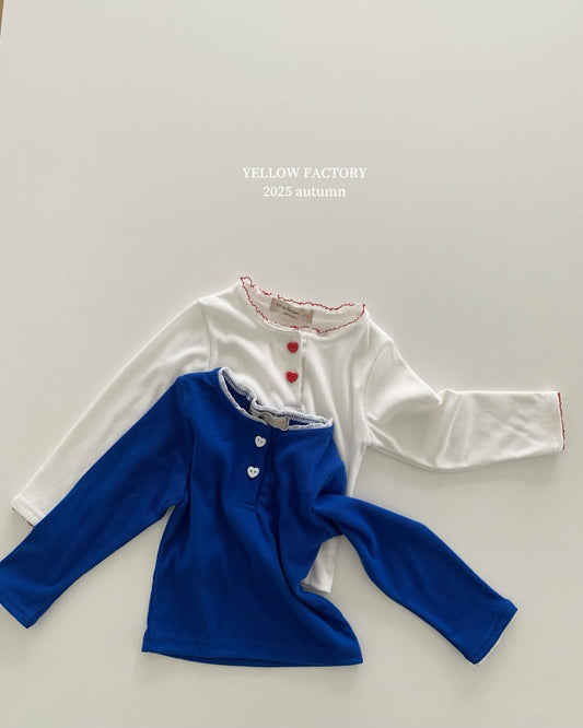 韓國童裝 25秋 | YF25302 Heart Button T-shirt