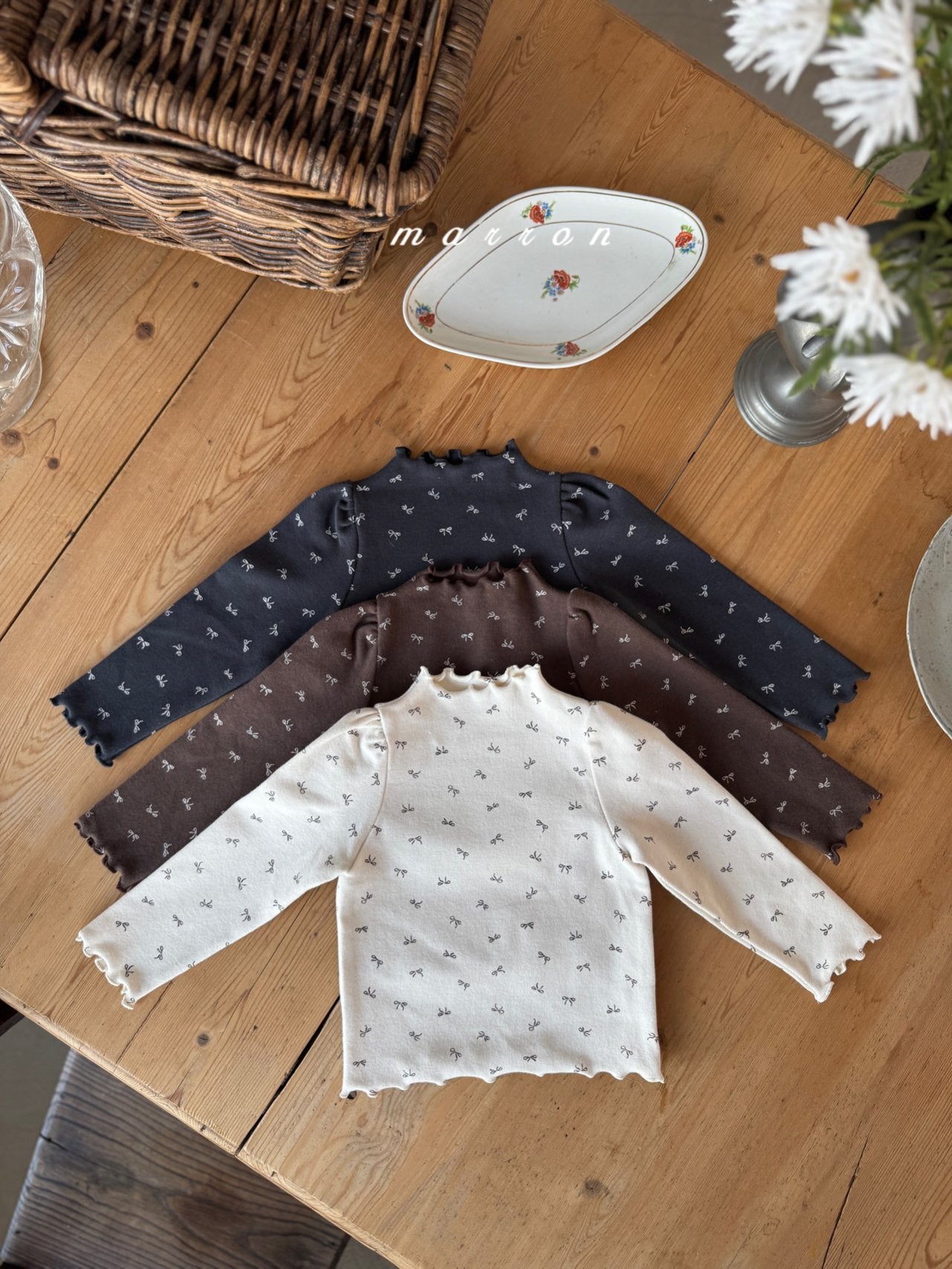 韓國童裝 25秋冬 | MA25430 RIBBON BASIC TEE (BABY & KIDS)