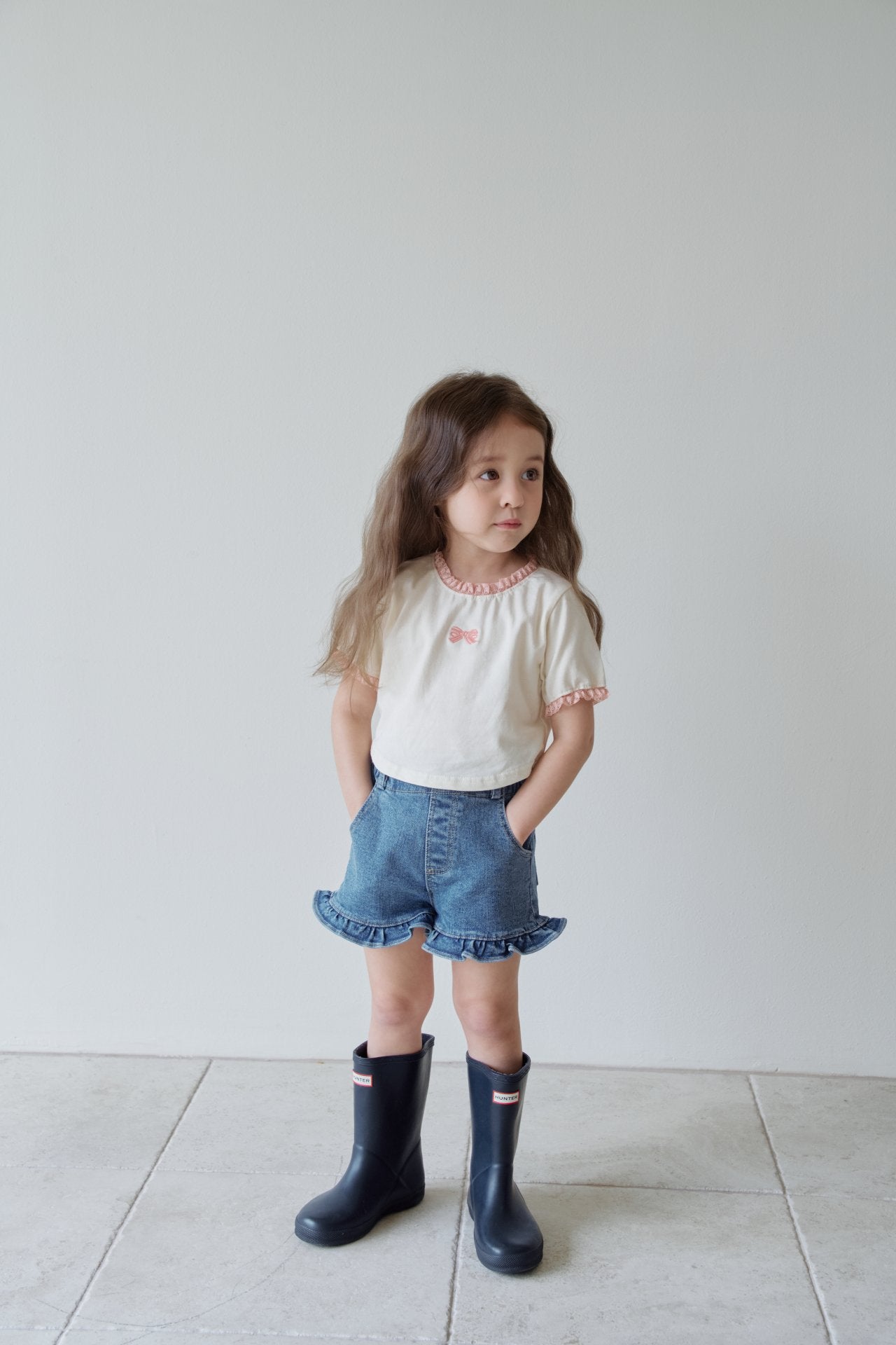 韓國童裝 26夏| MN12 Ribbon Lace Tee 蝴蝶結蕾絲T恤 (90-130cm)
