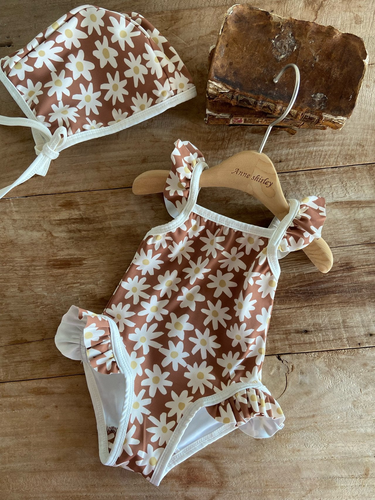 韓國童裝 26夏| AN07 Anne Swimsuit with Bonnet - Bebe