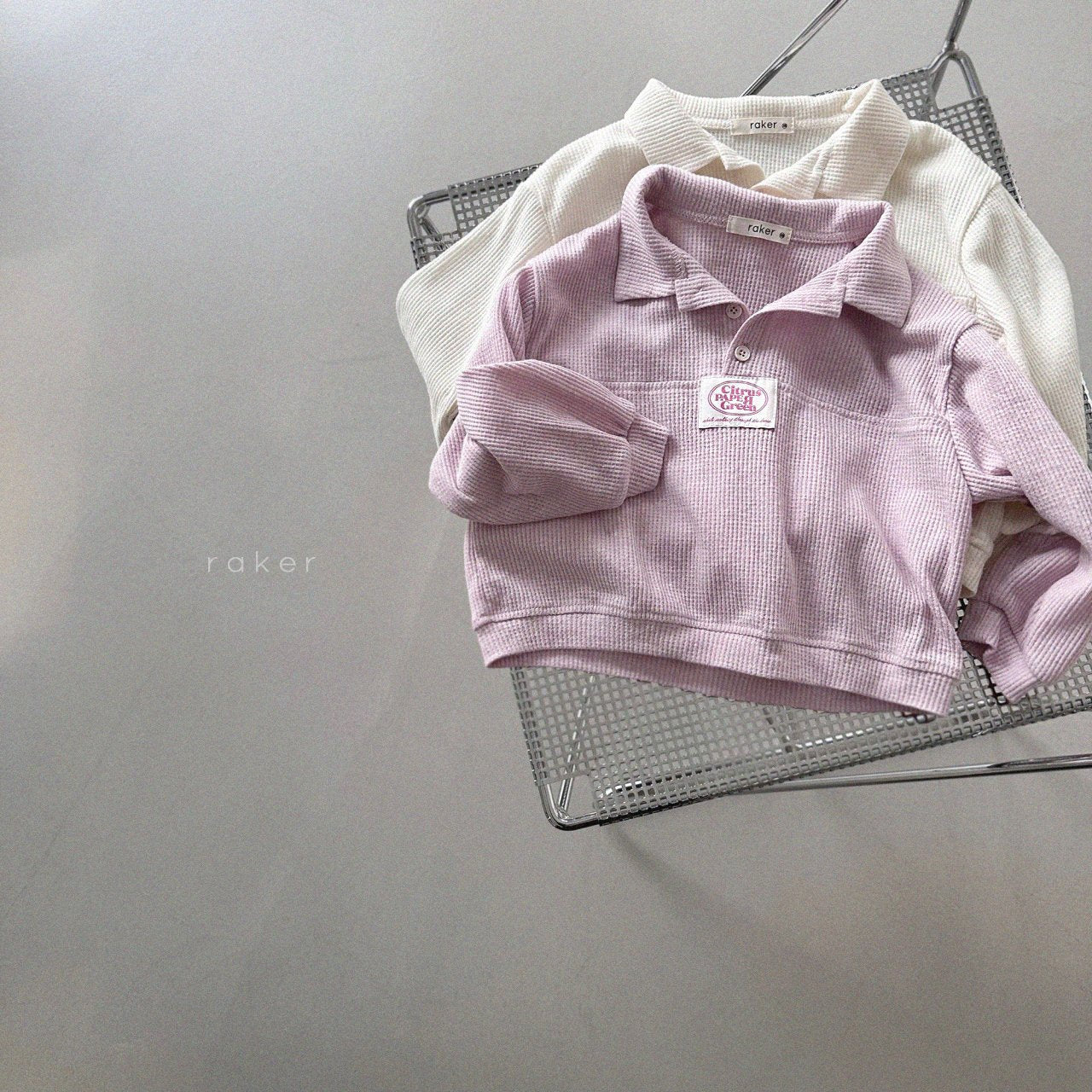 韓國童裝 26春 | RA08 Label Button T-Shirt (80-130cm)