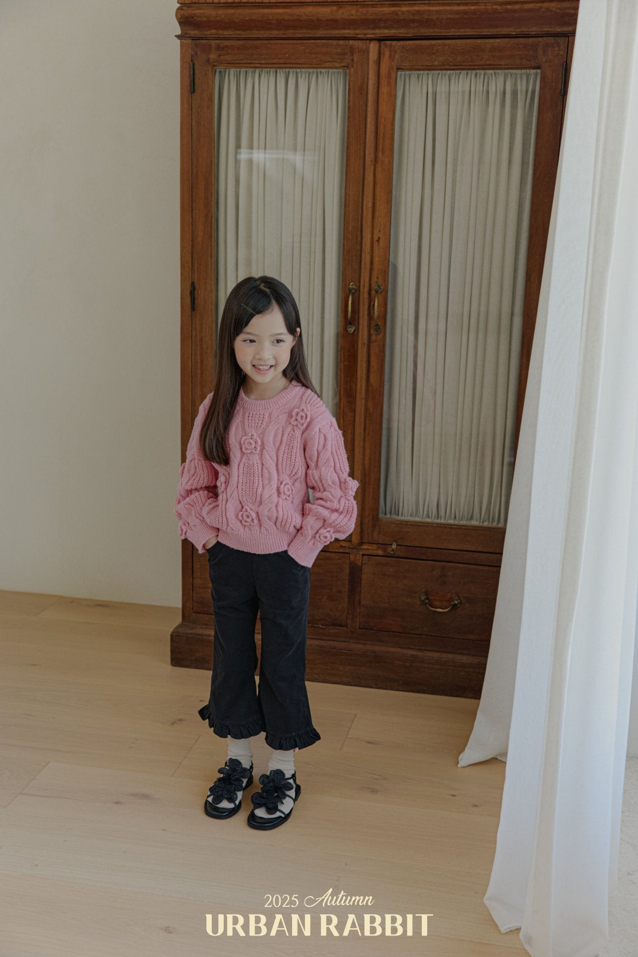 韓國童裝 25秋 | UR25304 Rose knit top