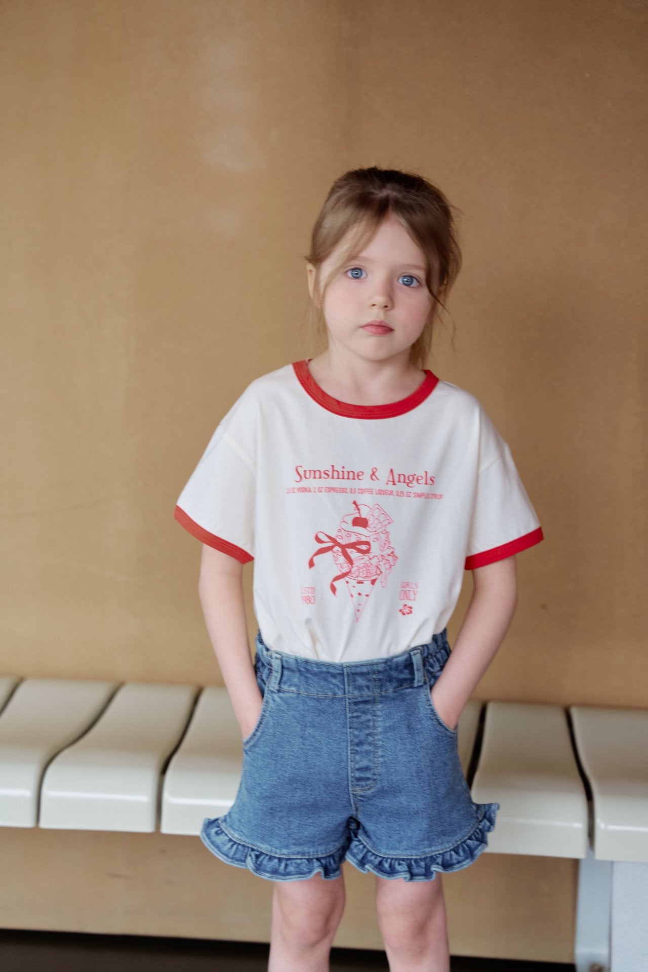 韓國童裝 26夏| MN18 Frill Denim Shorts 荷葉邊牛仔短褲 (90-140cm)