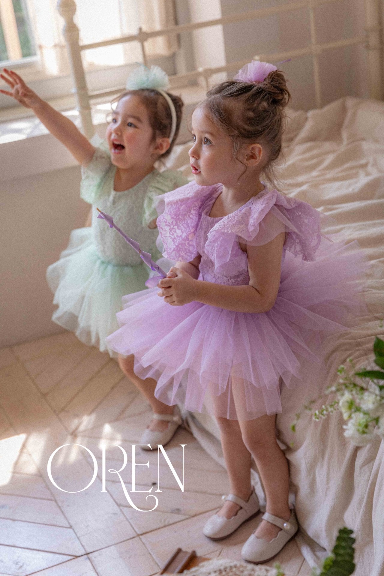 韓國童裝 25夏 | OR25259 Tinkerbell lace ballet kids dress