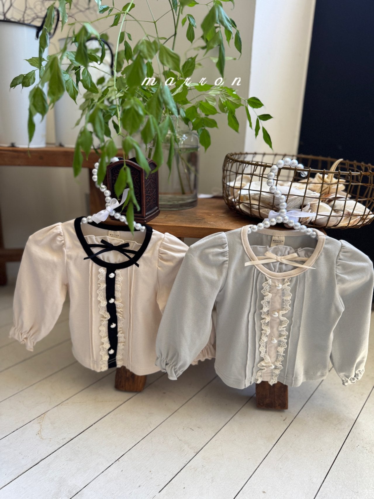 韓國童裝 25秋 | MA25340 Ribbon Lace Tee  (Baby & Kids)