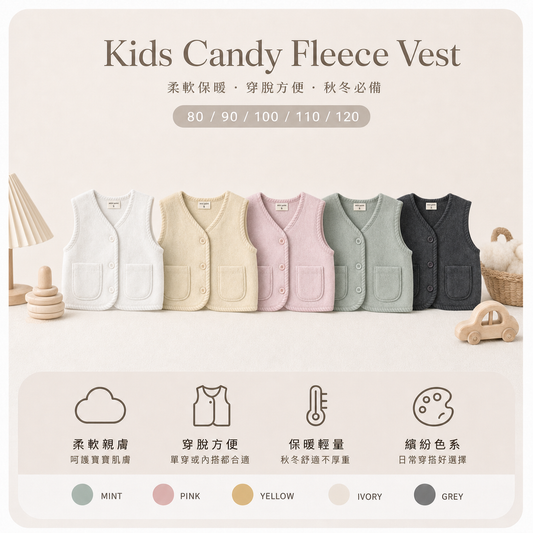 26FW| KIDS Candy Fleece Vest 背心 (80-120)