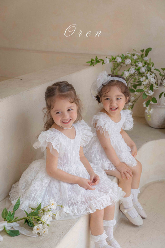 現貨▷ 韓國童裝 25夏 | OR252105 Frilly Lace Kids Dress & Baby Suit